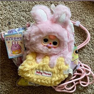 Confirmed Baby Three Phone Bag Plush pink bunny Paci